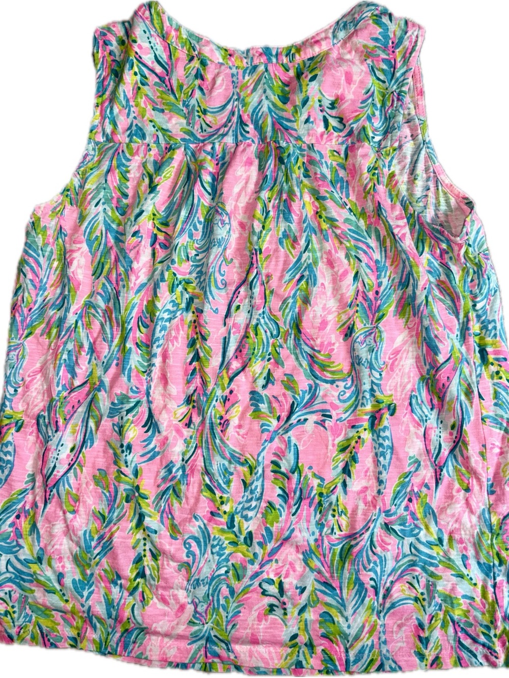 Lilly Pulitzer Essie V Neck Top Size M Unicorn of the Sea Sleeveless - Picture 2 of 7